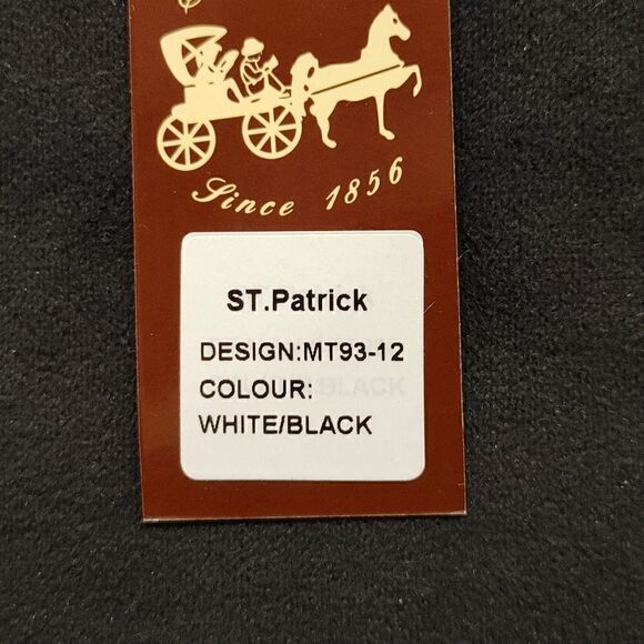 MEN'S ST. PATRICK WHITE/BLACK POLKA DOT TIE AND POCKET SQUARE SET. - Picture 4 of 5